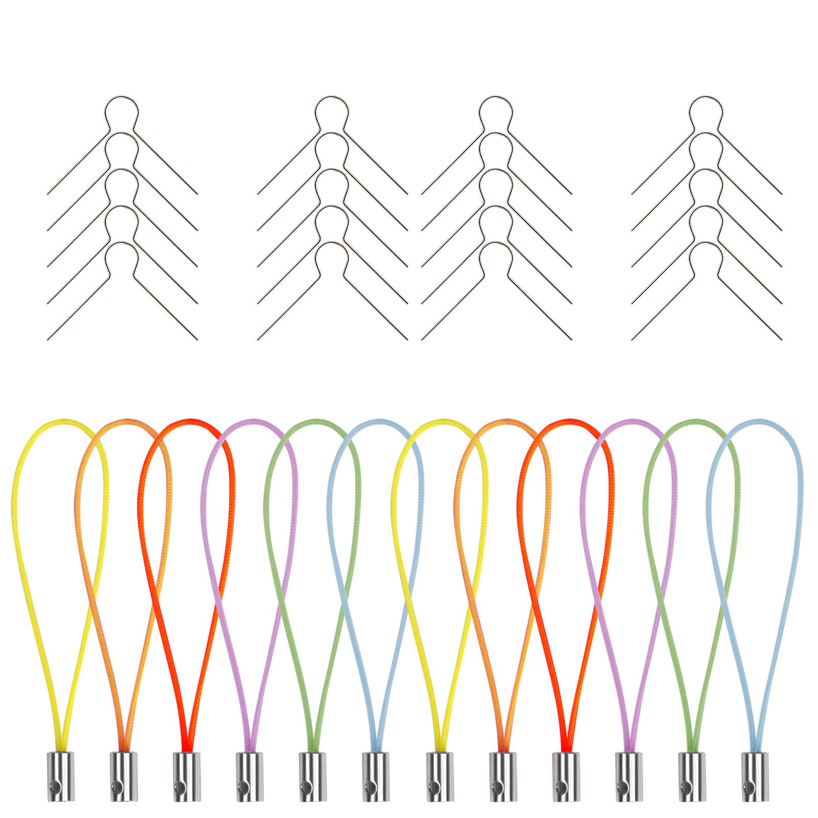 Naler 120 pcs Crochets pour œufs de Pâques Boule Deco Oeuf Boule de cintre Crochets d'œufs de Pâques à œillets avec ficelle de couleur