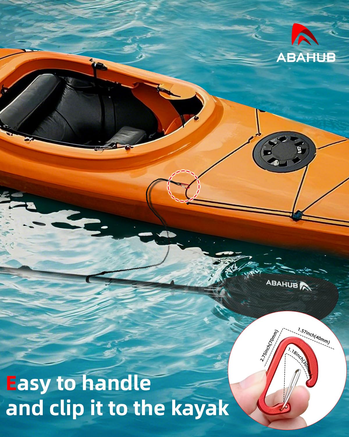 Abahub 2PCS Paddle Leash Kajak Paddle Leash Pasek bezpieczeństwa 150-210 cm | Elastyczna lina bezpieczeństwa z karabińczykiem do łodzi kajakowej do pływania kajakiem akcesoria do wiosłowania