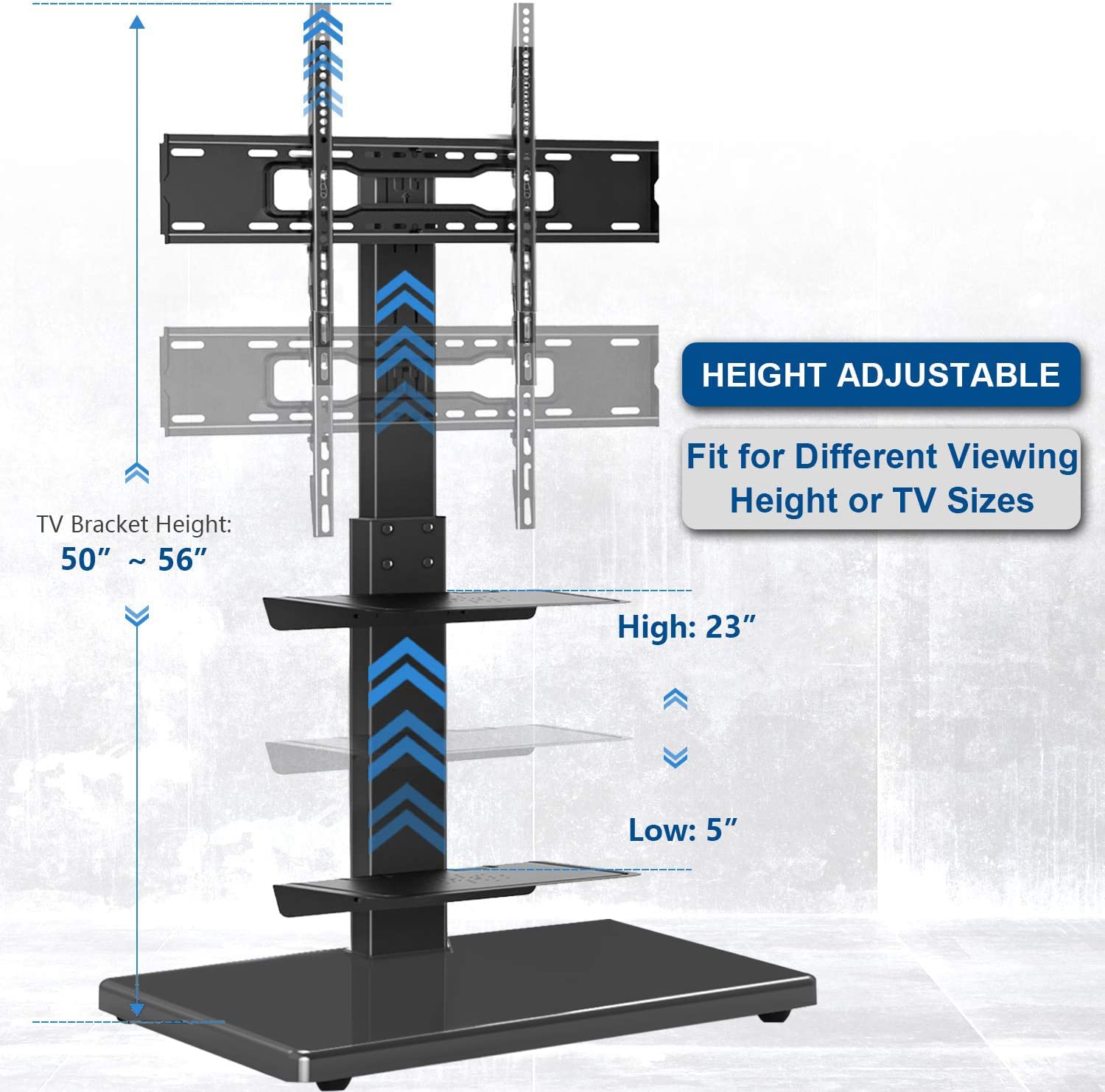 Buy YOMT TV Floor Stand with Wood Base for 3275 inch TVsUniversal