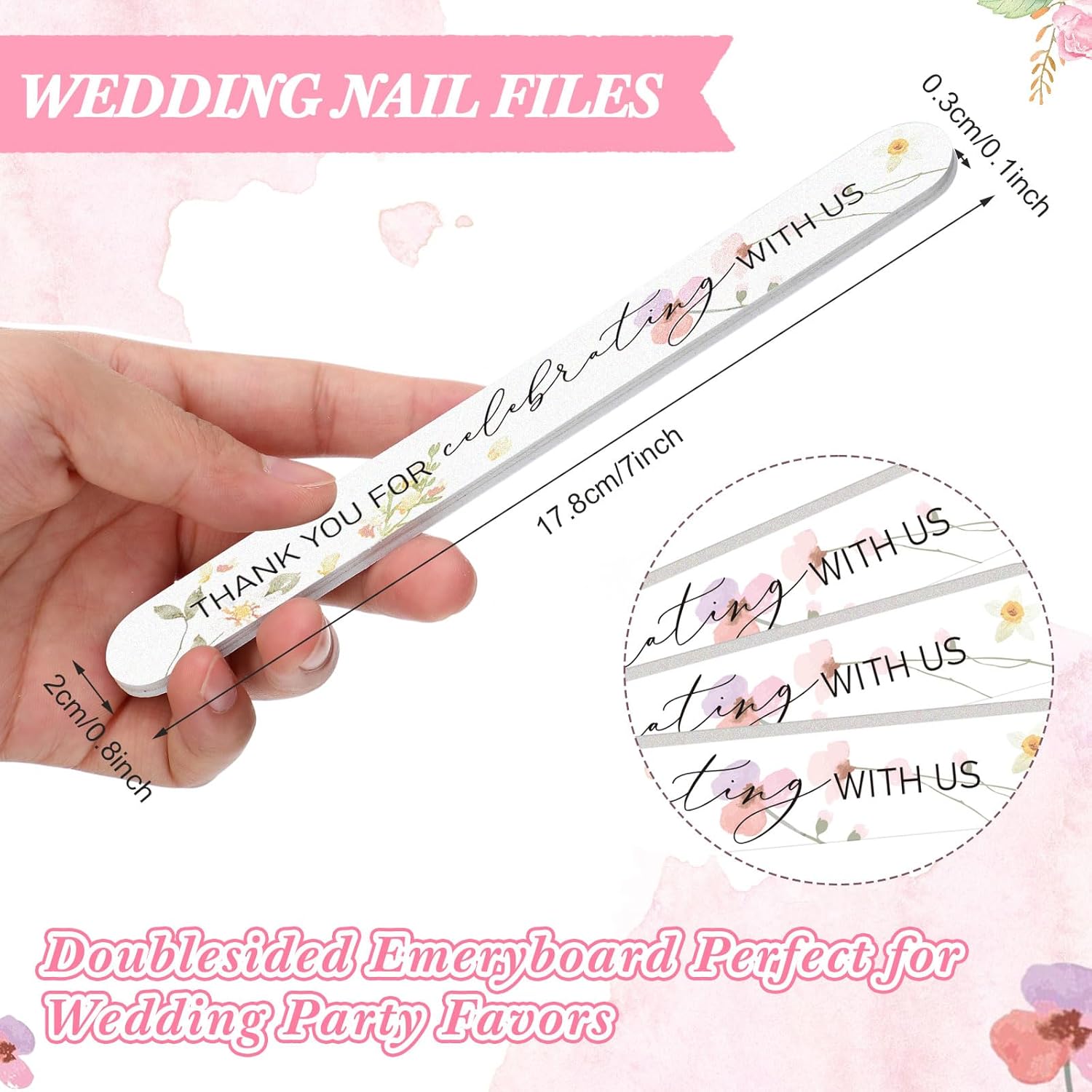 50 Sets Wedding Bridal Shower Party Favors for Guests Multi Function Bottle Opener Nail Clipper Nail File with Heart Cards Organza Bags for Wedding Party Souvenir Thank You Gifts(Flowers)