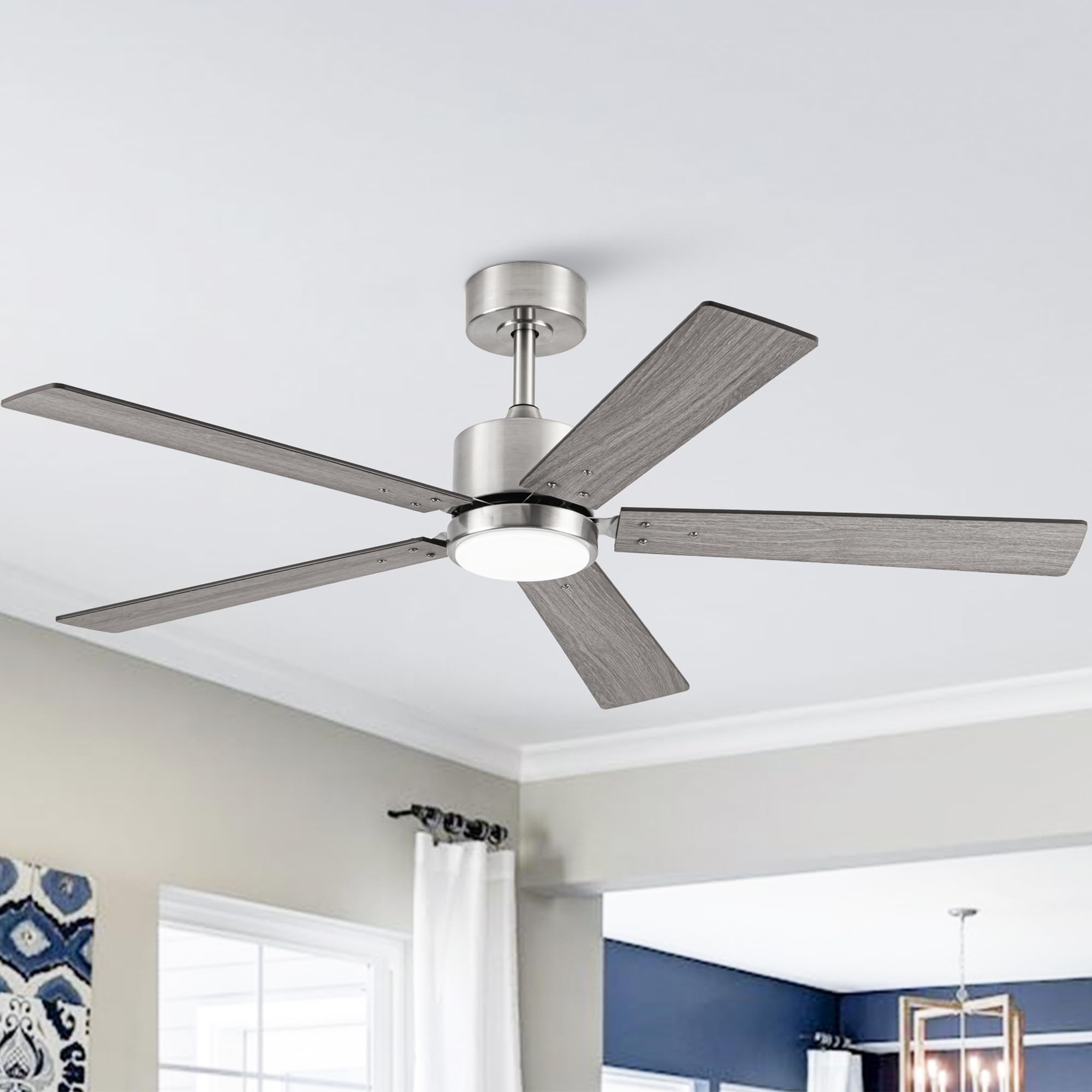 Vaczon Ceiling Fans with Lights and Remote 52 Inch Modern Ceiling Fan with Quiet Reversible DC Motor Timer Black Ceiling Fan for Bedroom Living Room