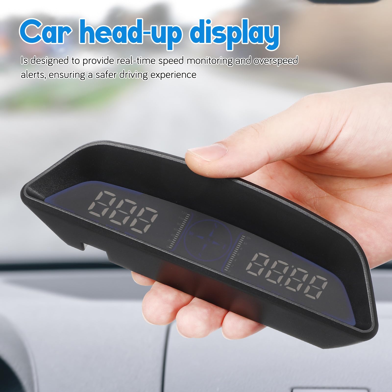 Display Head-up Digitale per Auto con Tachimetro Gps, Allarme Superamento Velocità e Contachilometri Integrato, Materiale Abs e Pc, la Gestione del Veicolo la Guida Sicura