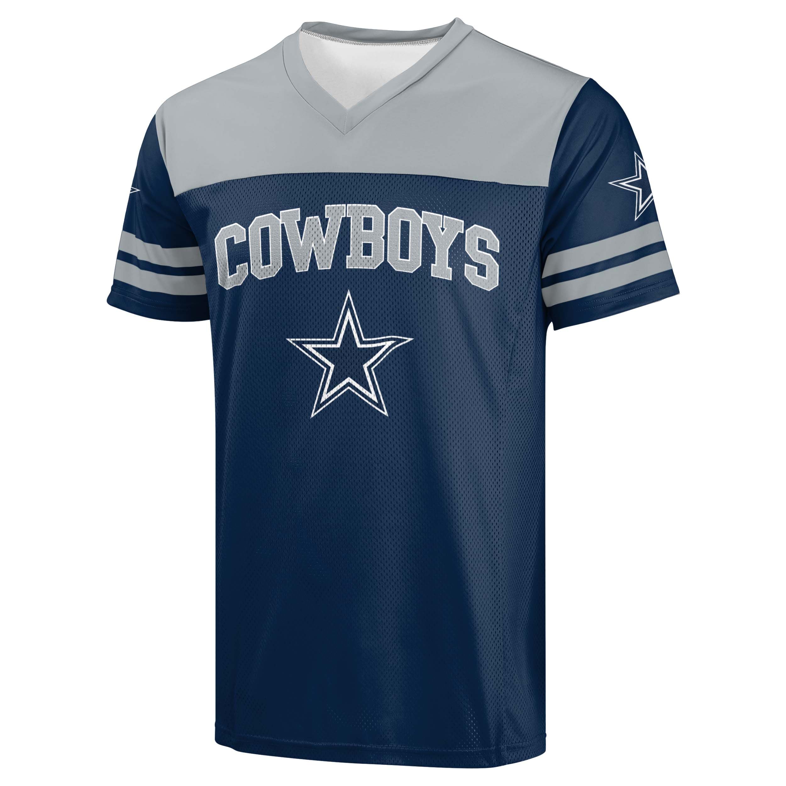 FOCO NFL Men's Officially Licensed Primary Logo Team Color Wordmark Game Day V-Neck Football Jersey - Dallas Cowboys - Navy - (X-Large)