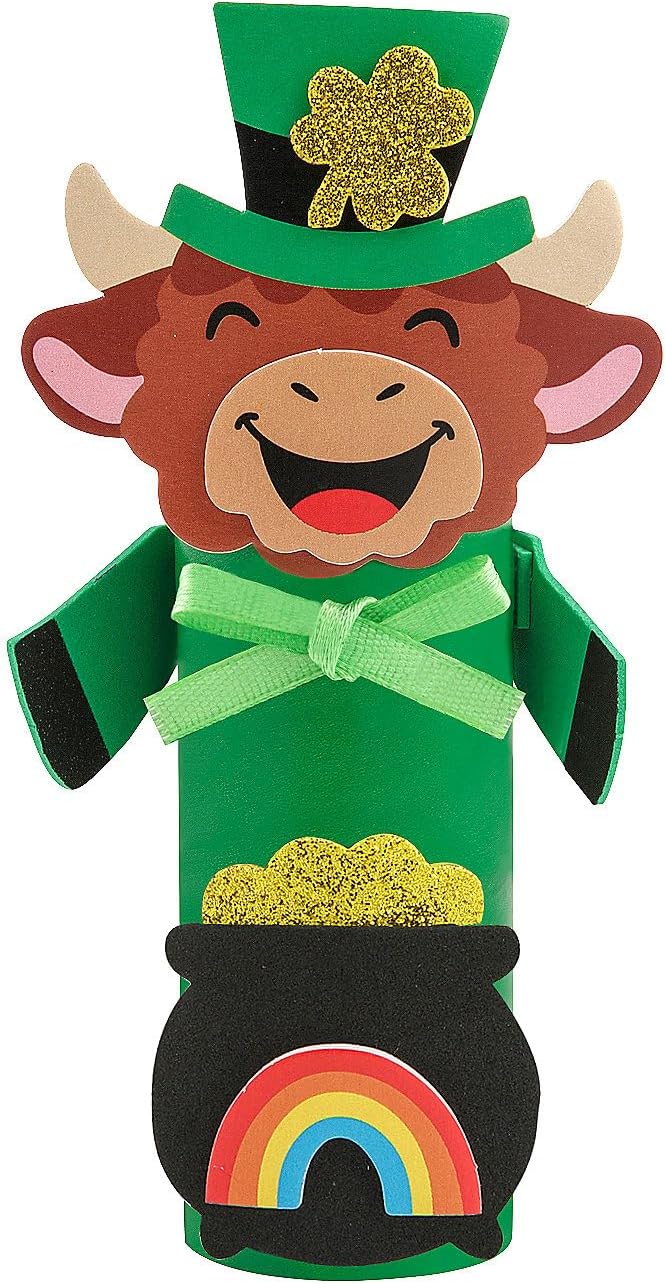 Fun Express 6 1/4" St. Patrick’s Day Highland Cow Craft Tube Craft Kit - Makes 12