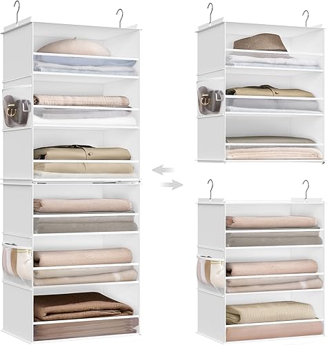 SONGMICS Organizador colgante de armario, estante de almacenamiento de tela de 6 niveles, estante colgante de armario separable con bolsillos