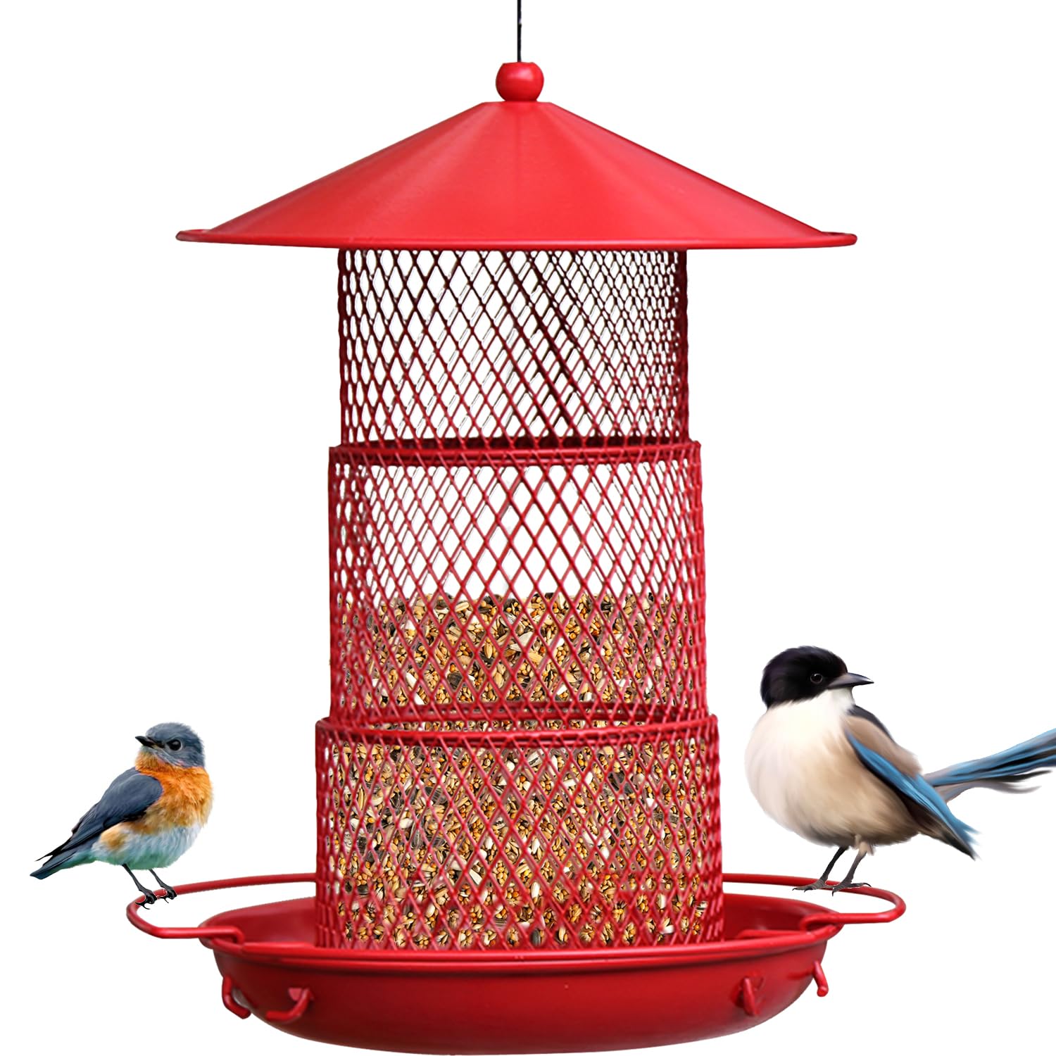 Fermus Faltbarer Vogelfutterspender – Metall, Mit Tablett, 20,3x20,3x50,8 Cm (aufgeklappt), Wetterfest Für Balkon & Garten