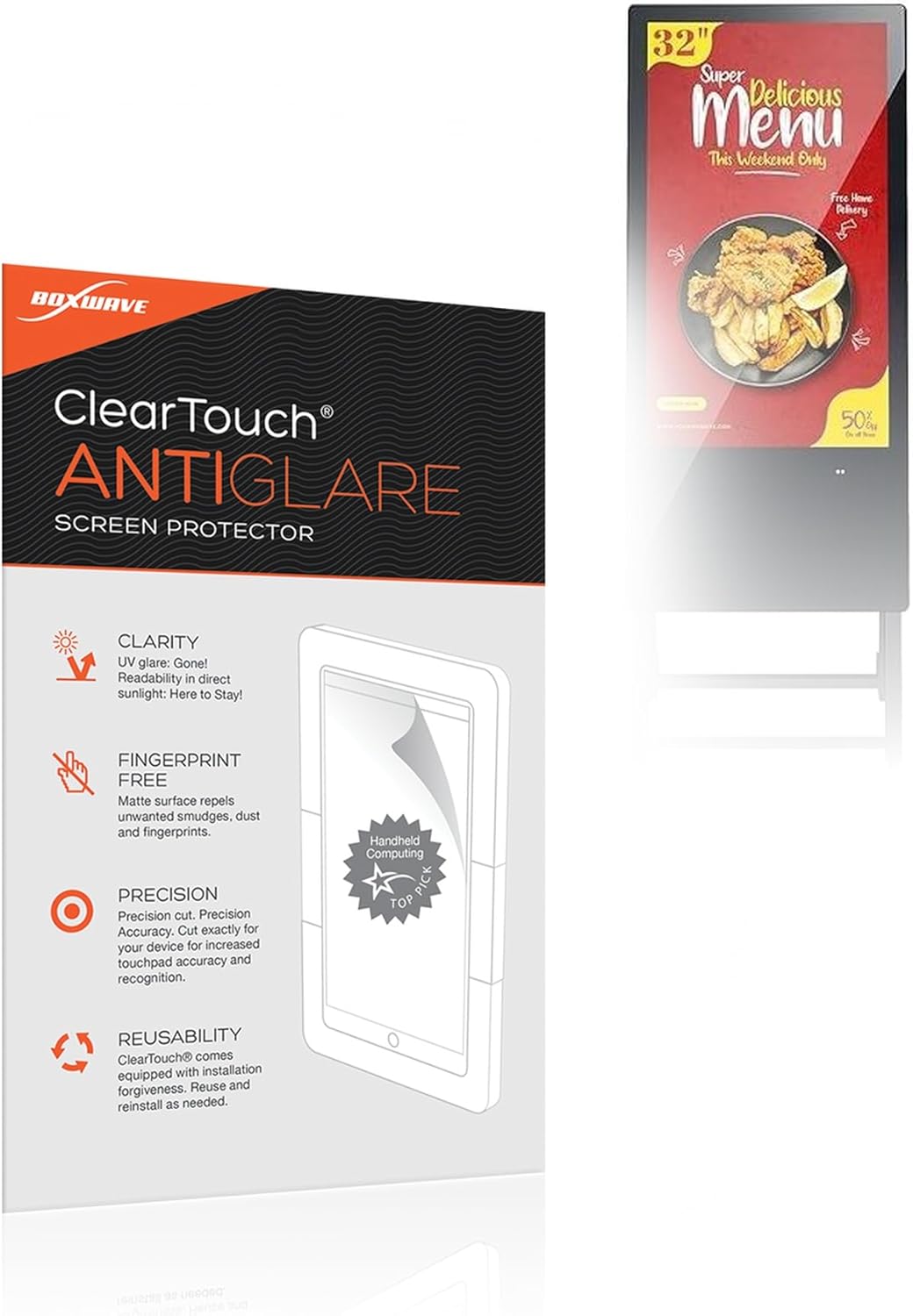 BoxWave Screen Protector Compatible with QIXZOCV MWE Portable Digital Signage Display (32 in) - ClearTouch Anti-Glare (2-Pack), Anti-Fingerprint Matte Film Skin