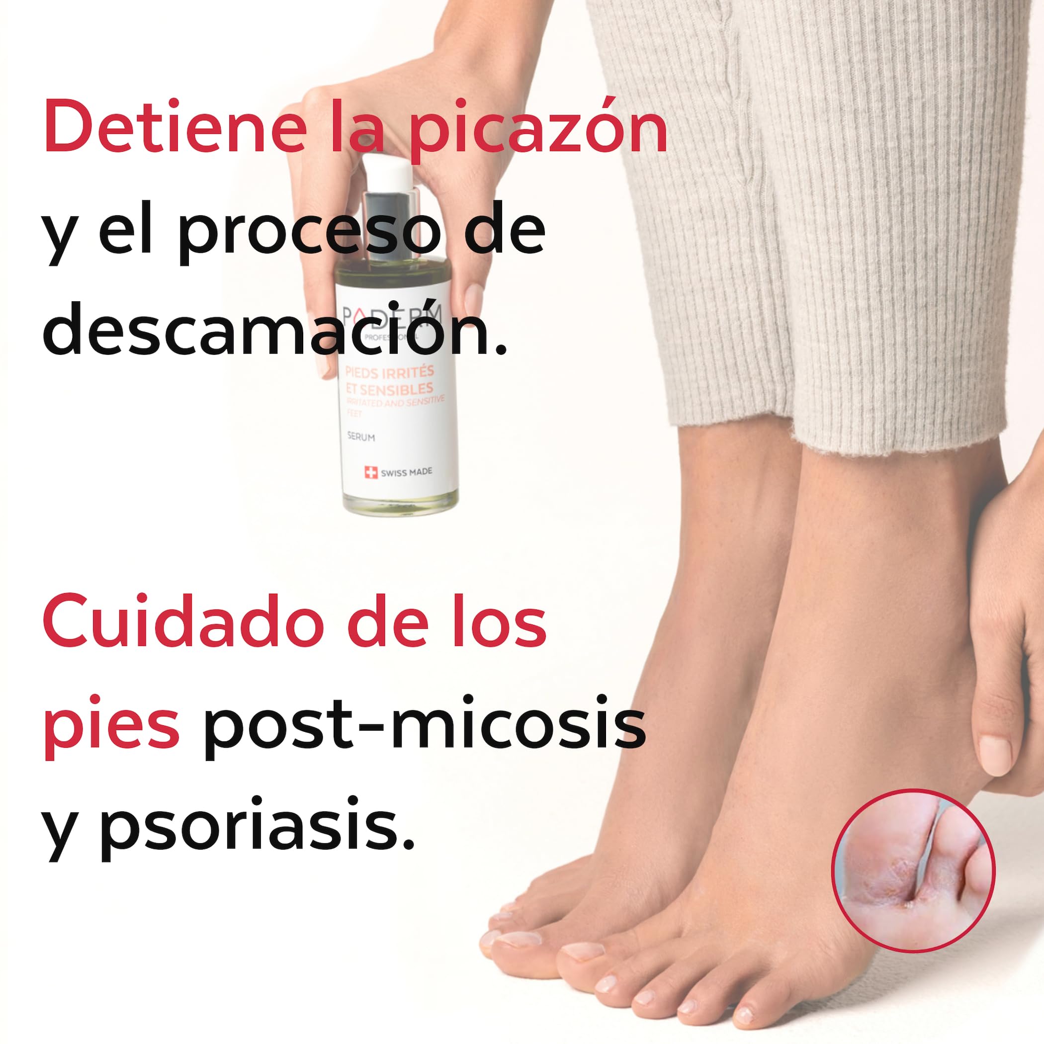 PODERM - ACEITE SÉRUM PIES ÁRBOL DE TÉ - Repara y calma irritaciones, picores, descamaciones - Post micosis, psoriasis, eccema - Cuidado de los pies - Swiss Made