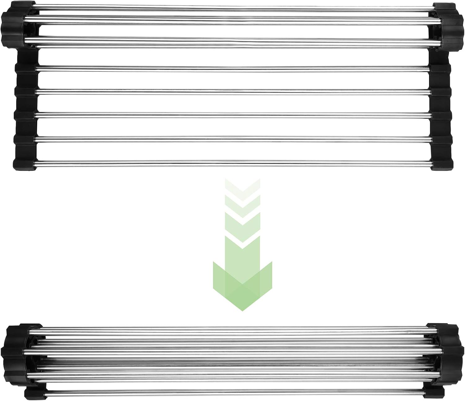 Dullrout Over Sink Dish Drying Rack, Rollable Stainless Steel Roll up Dish Drying Rack for Kitchen Organization, Foldable/Heat-Resistant/Easy to Store (17.8" * 11.2")