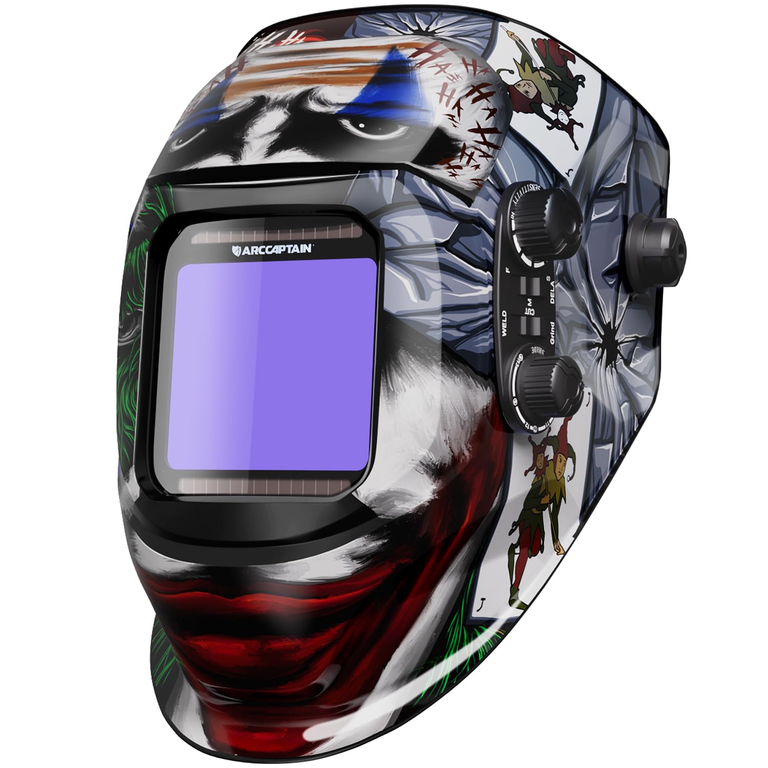 ARCCAPTAIN Auto Darkening Welding Helmet, 3.94"X3.66" Large Viewing Screen True Color Welding Hood with 4 Arc Sensor Solar Powered, Wide Shade 4-5/5-9