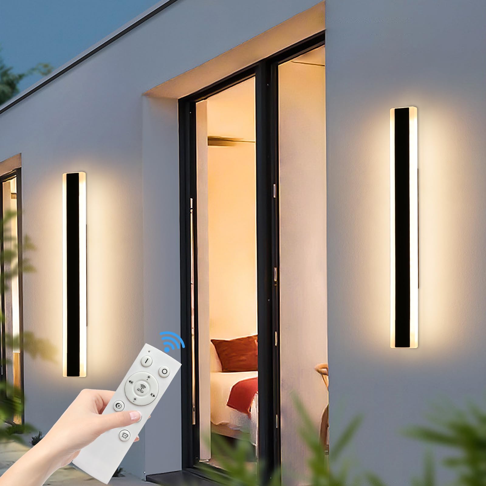 Outdoor Modern Wall Light 60CM, 18W 1100LM Long Strip Wall Sconce with 3000K Warm White Light, IP65 Rainproof Outside Porch Wall Fixture for Garden Patio Garage — view 33