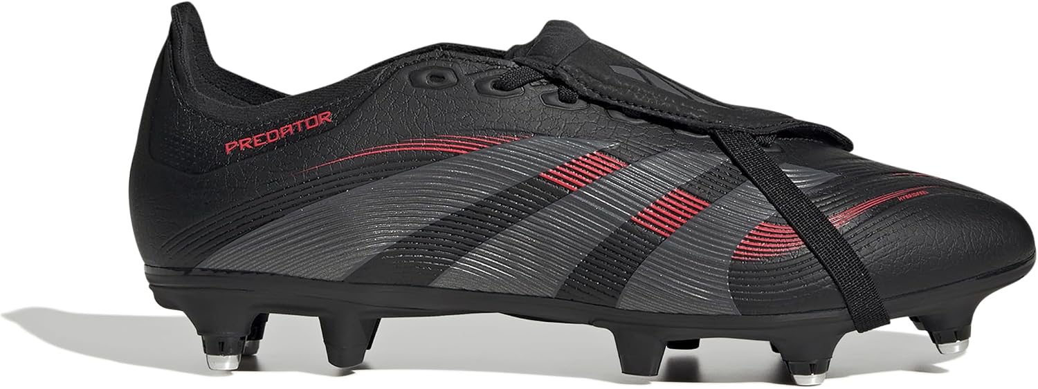 adidas Unisex F50 League Laceless FG/MG Football Boots, Core Black Grey Four Lucid Red, 10.5 US