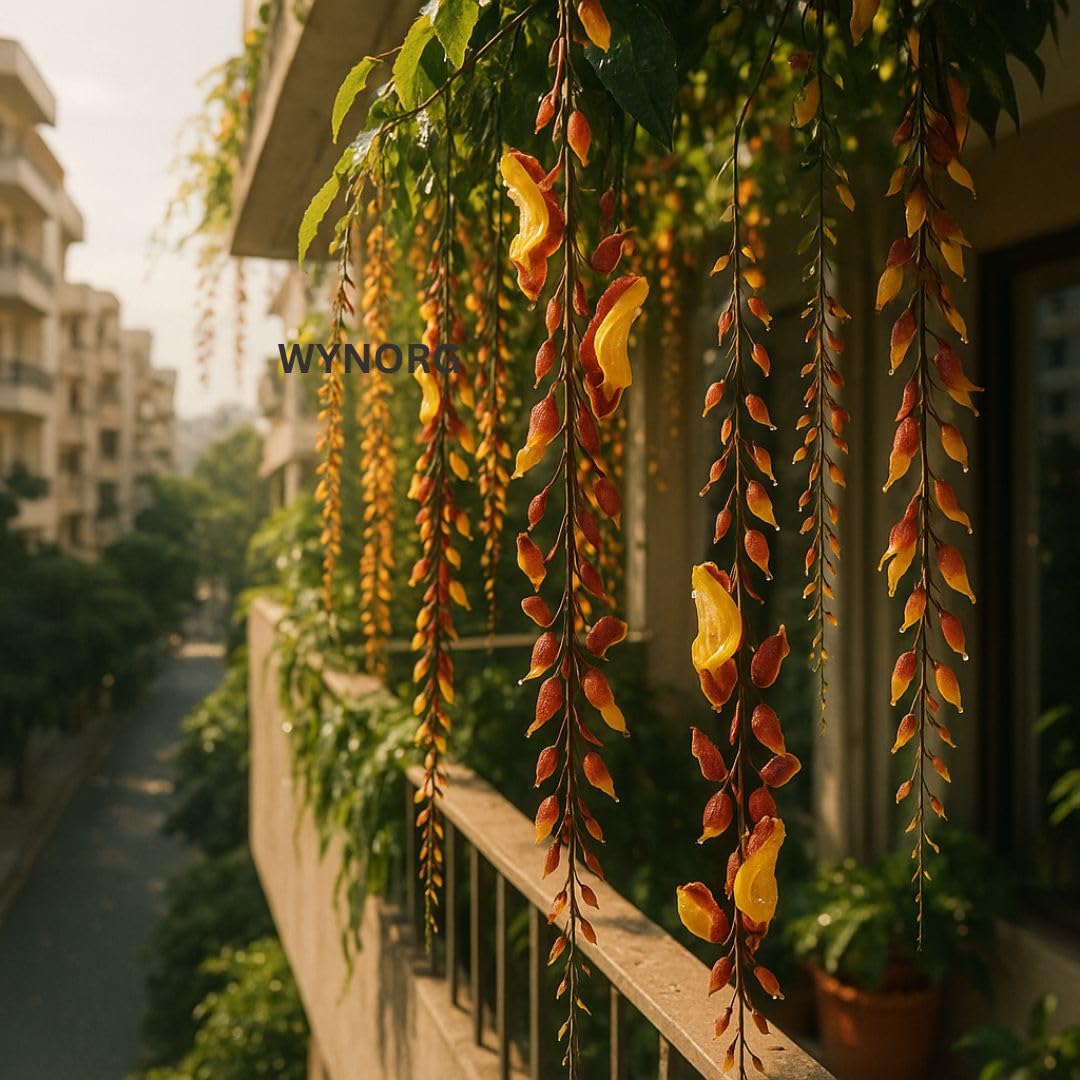 Hanging Indian Clock Vine Flowers, Thunbergia mysorensis, Red, Living Wall Plant for Indoor/Outdoor Home Decoration - Elevate Your Garden with the Exotic Beauty of Lady Shoe Plant from Wynorg!-image-31
