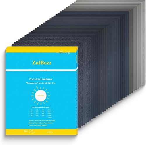 ZulBozz Wet and Dry Sandpaper Set, 16-Gauge Sandpaper (80-10000), Multiple Sizes
