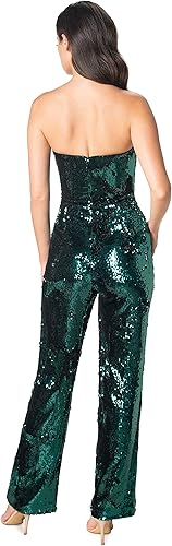 Vista 3 de Dress the Population Mono de pierna ancha con lentejuelas sin tirantes Andy para mujer