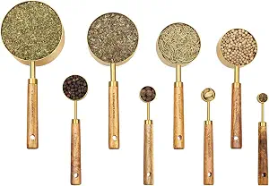 Measuring Cups and Spoons Set of 8, Golden Stainless Steel