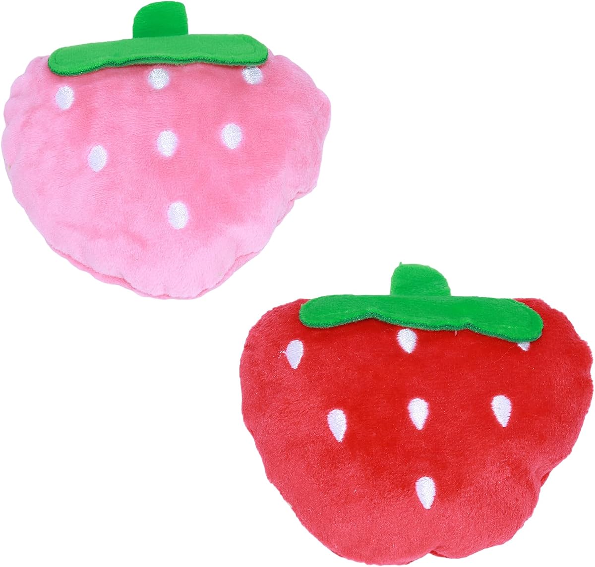 2PCS Strawberry Dog Toy Pet Interactive Chew Toy Big Red and Pink Pet Plush for Dog Teething and Playing and Chewing