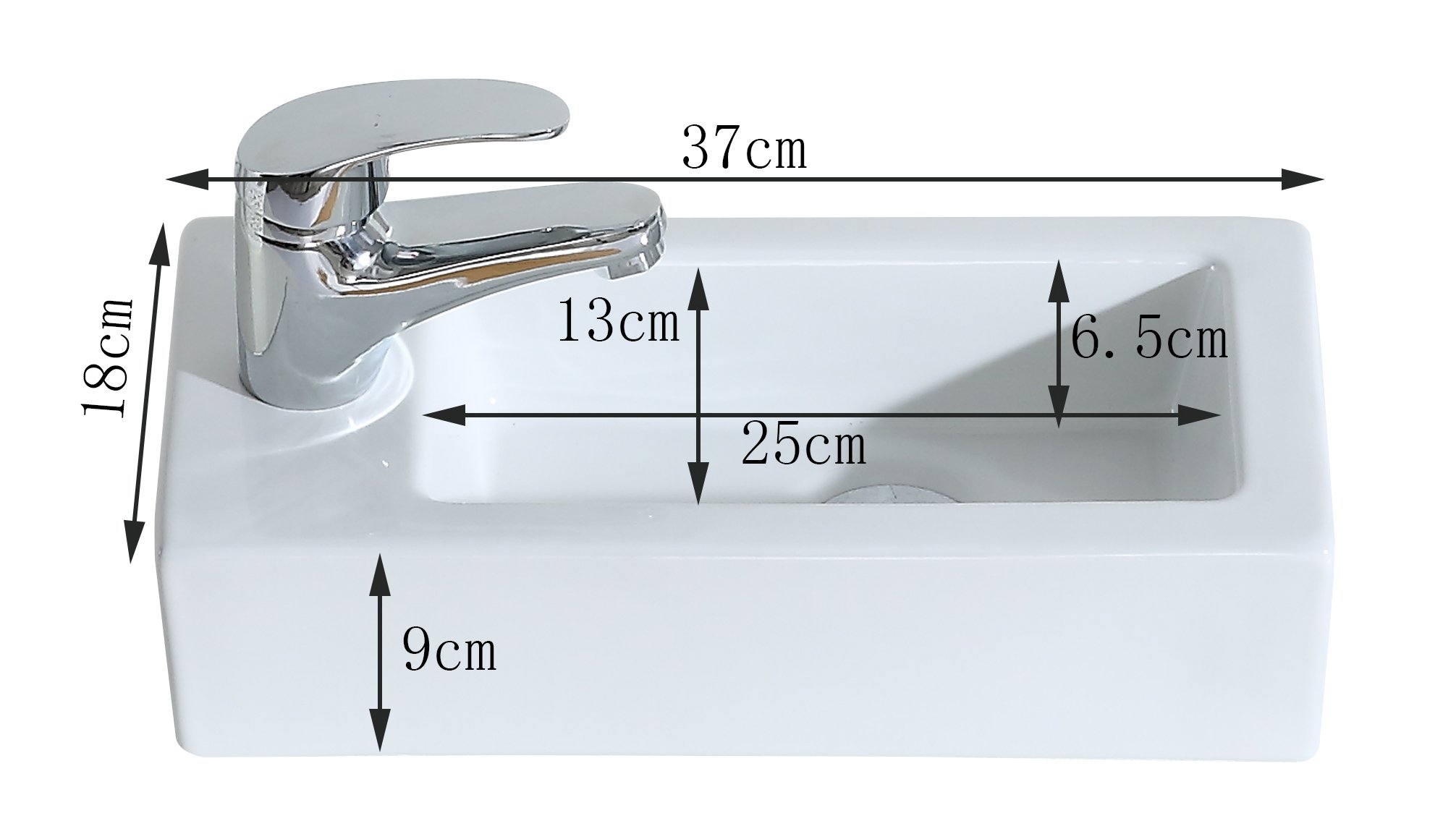 Buy Eridanus Wash Basin Sink, Series VentoLeft, Ceramic Rectangular