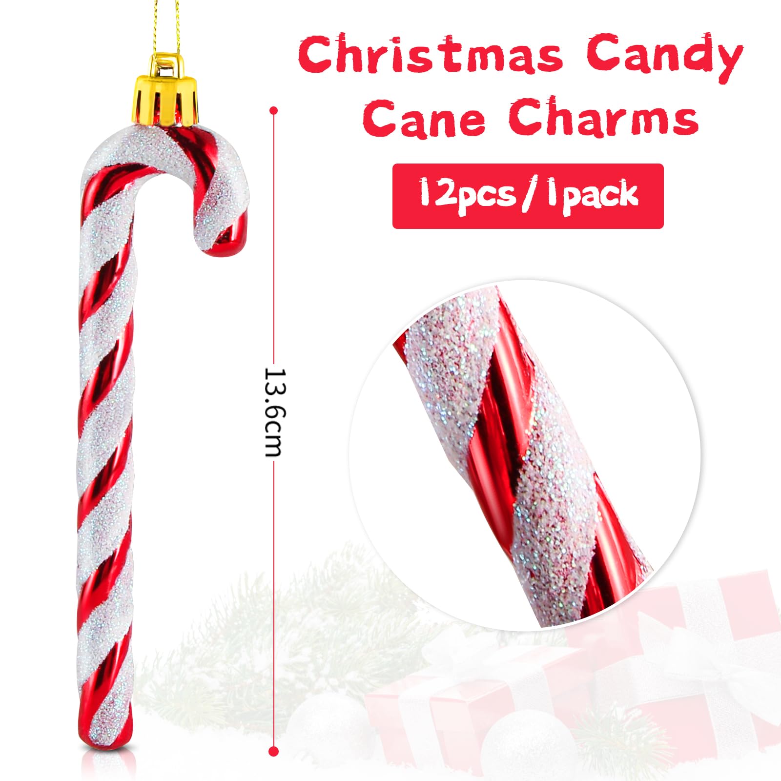 12 Sucre D'Orge Déco Noël - Canne En Plastique Scintillante Or Et Argent (14 Cm) - Pour Sapin, Guirlande, Décoration Festive