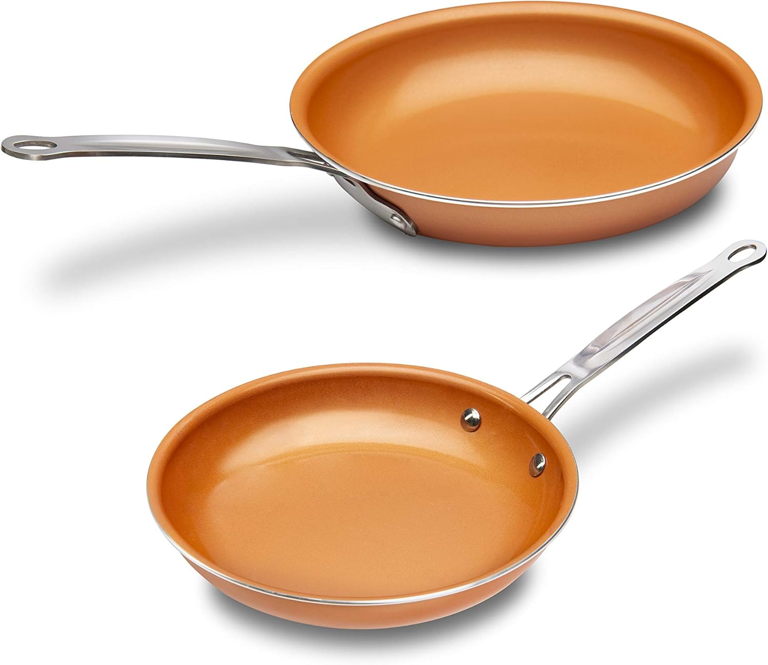 MasterPan Copper Tone 8 and 9 inch Ceramic Non Stick Frying Pan, 2-PACK (MP-160)
