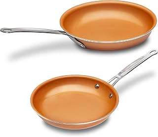 MASTERPAN Kupferton 20,3 cm und 22,9 cm Keramik-Antihaft-Pfanne, 2 Stück (MP-160)