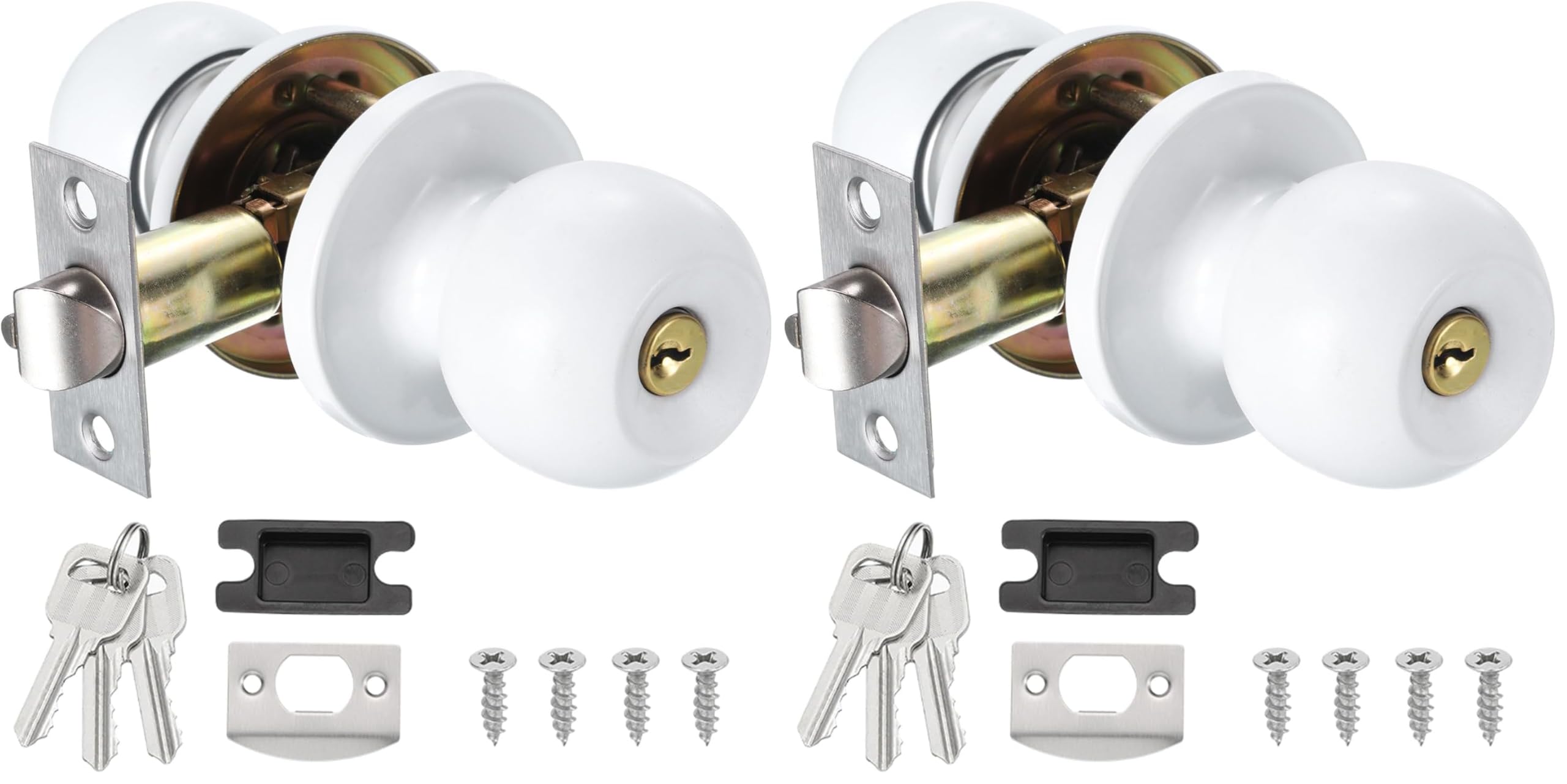 Modern White Door Knob - Privacy Lock -7