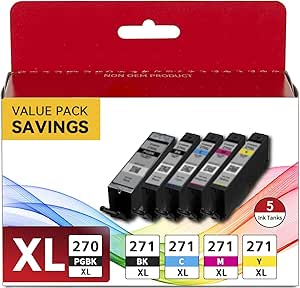 S SMARTOMNI PGI270XL CLI271XL - Cartuchos De Tinta Compatibles Para Canon 270XL 271XL PGI-270XL CLI-271XL Uso Para Canon PIXMA MG5720 MG5721 MG5722 MG6821 MG6822 TS6020 TS5020 (1Paquete Paquete