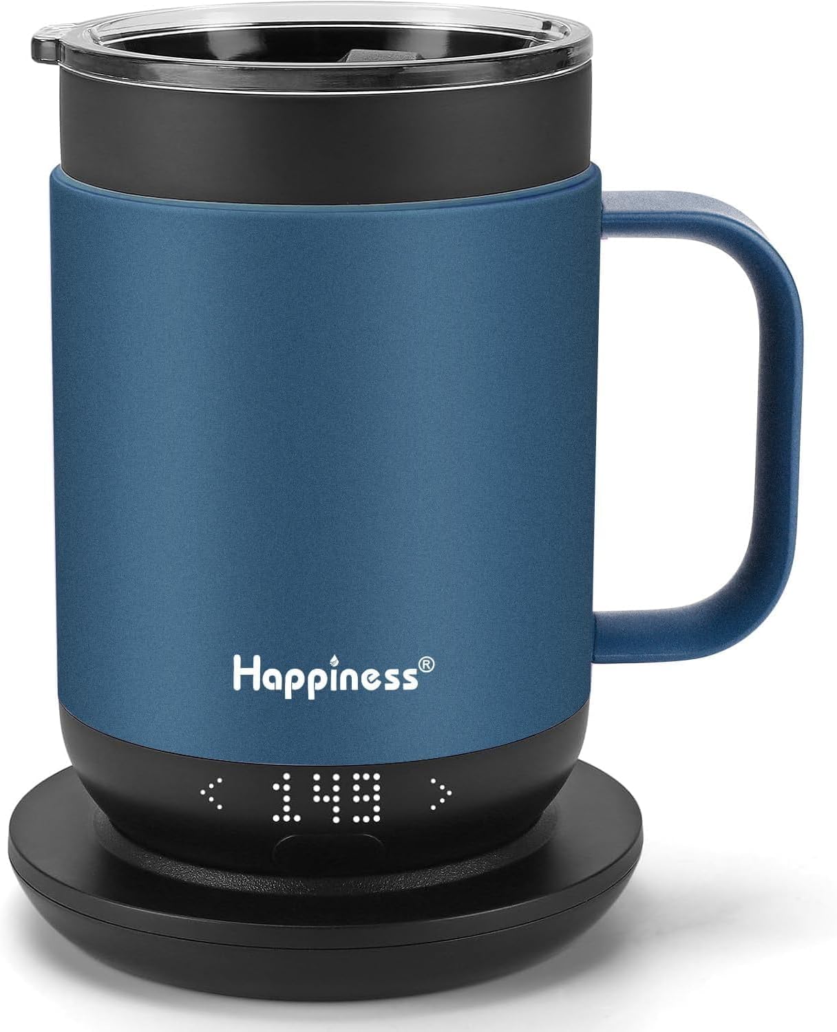 Happiness Smart Heated Coffee Mug,Rechargeable Electric Self Heating Temperature Control Coffee Cup Gifts for Mom Dad Women Men