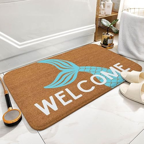 Miniatura 5 de Tapete de bienvenida de sirena, tapete de cola de sirena, tapete de fibra de coco, 17 x 30 pies