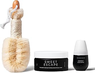 BushbalmIngrown Hair and Razor bumps 3 Step Routine - Moisturize and Calm - Ingrown Hair Oil (30 ml), Exfoliating Scrub (236 ml) and Nordic Dry Brush - Sweet Escape