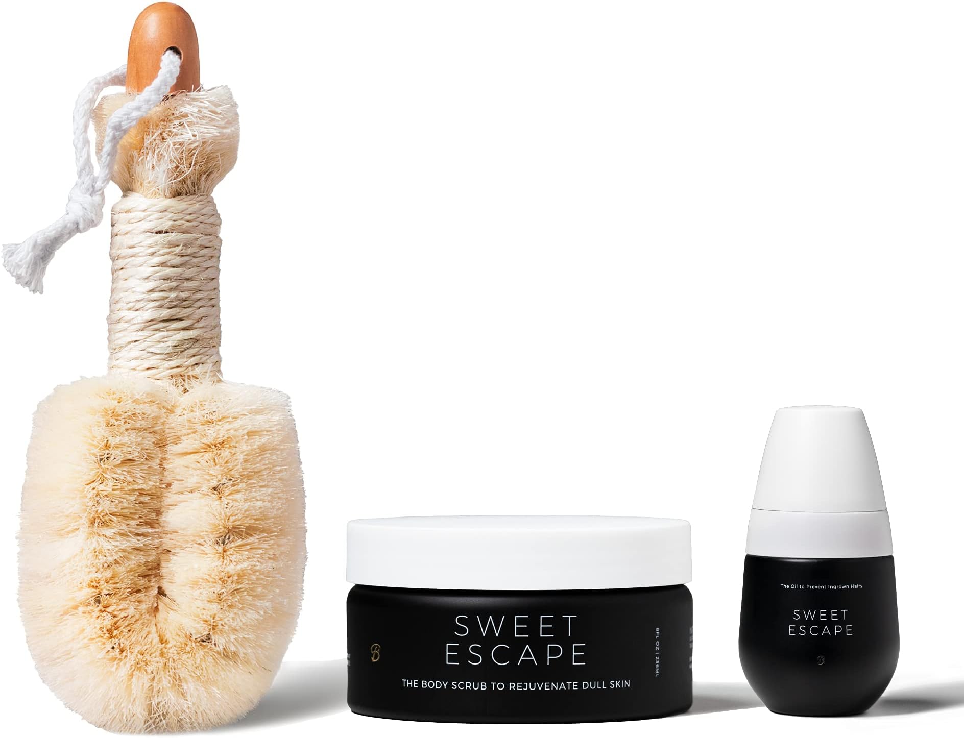 BushbalmIngrown Hair and Razor bumps 3 Step Routine - Moisturize and Calm - Ingrown Hair Oil (30 ml), Exfoliating Scrub (236 ml) and Nordic Dry Brush - Sweet Escape