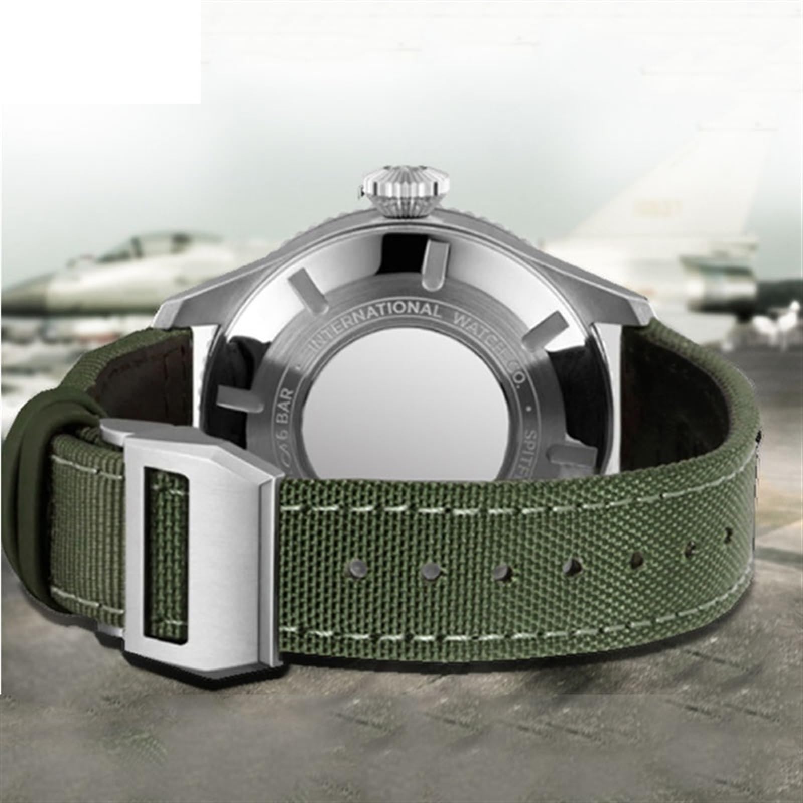 Nylonowy pasek do zegarka o wysokiej gęstości do IWC IW377724 IW371614, pasek do zegarka 20 mm 21 mm 22 mm czarna płócienna bransoletka wojskowa zieleń i niebieski, Wielobarwna, 22mm