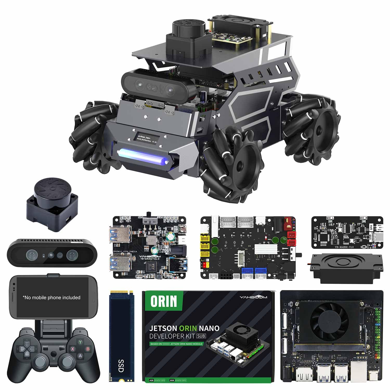Yahboom ROS2 Robotic Support AI Large Language Models AI Vision Data,3D SLAM Navigation Supports ROS2 Python Education, ROS Development
