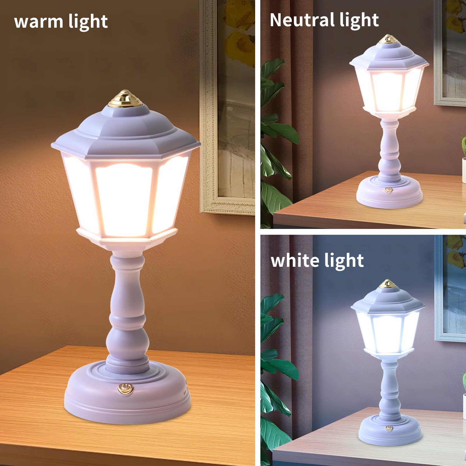 Mini lámpara de escritorio vintage, lámpara de escritorio LED, lámpara de mesa regulable, lámpara de lectura con puerto de carga USB, control sensible, lámpara de oficina que cuida los 3
