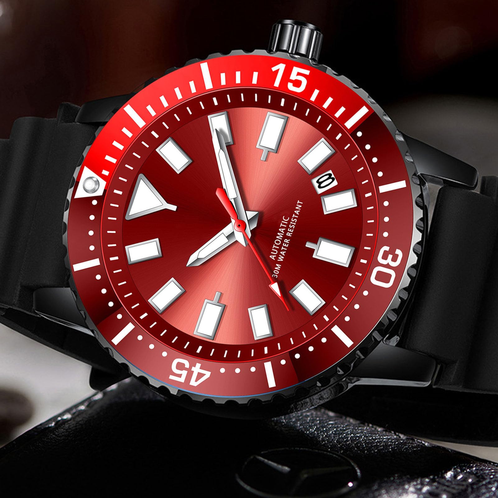 Reloj Analógico de Cuerda Automática para Hombre, Indicador Luminoso de Fecha, Relojes de Aleación de Lujo con Esfera Grande para Año Nuevo y Navidad