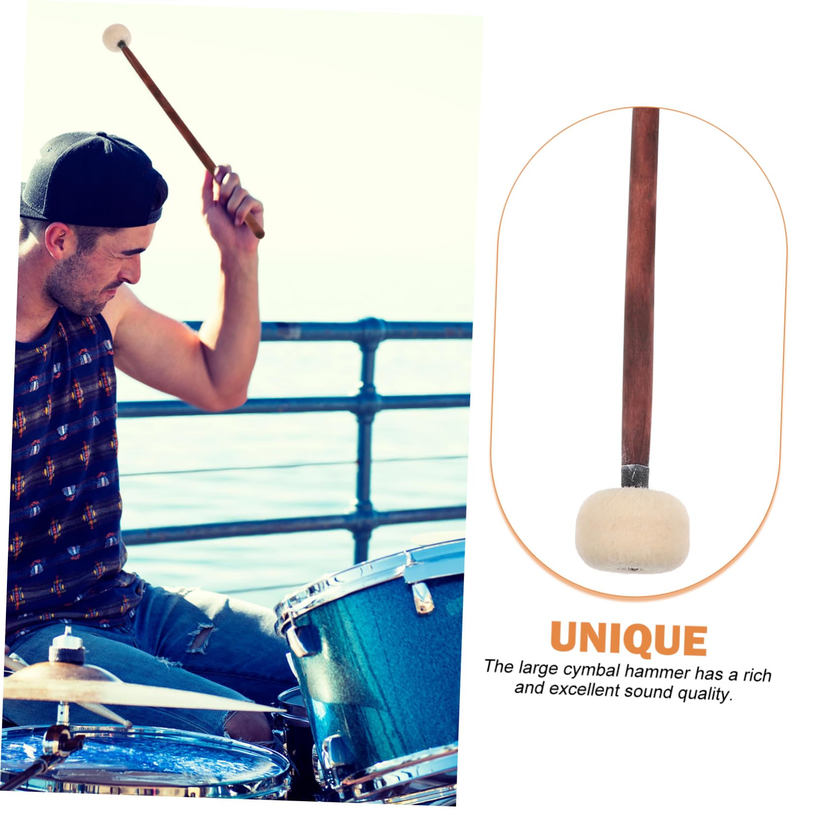 ibasenice 10pezzi Bacchette Per Batteria Con Manico Legno e Testa Feltro Strumento Di Percussione Professionale Per Pratica e Performance Musicale