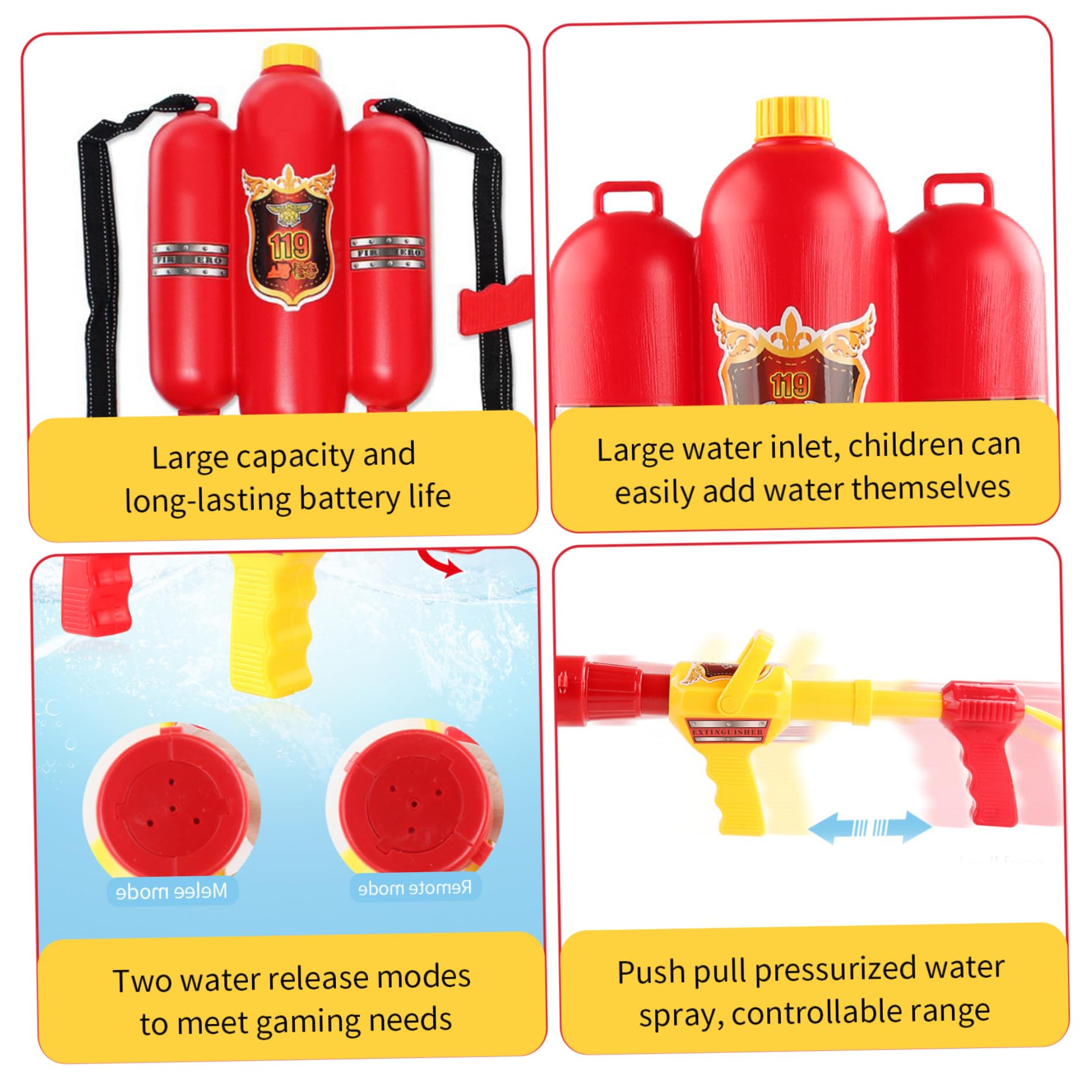 Zaino per pompiere Giocattolo ad acqua Pistola ad acqua estiva Giocattoli Pistola Carro armato giocattolo da esterno, spruzzatore con serbatoio per zaino per bomboniere per feste di compleanno Piscin