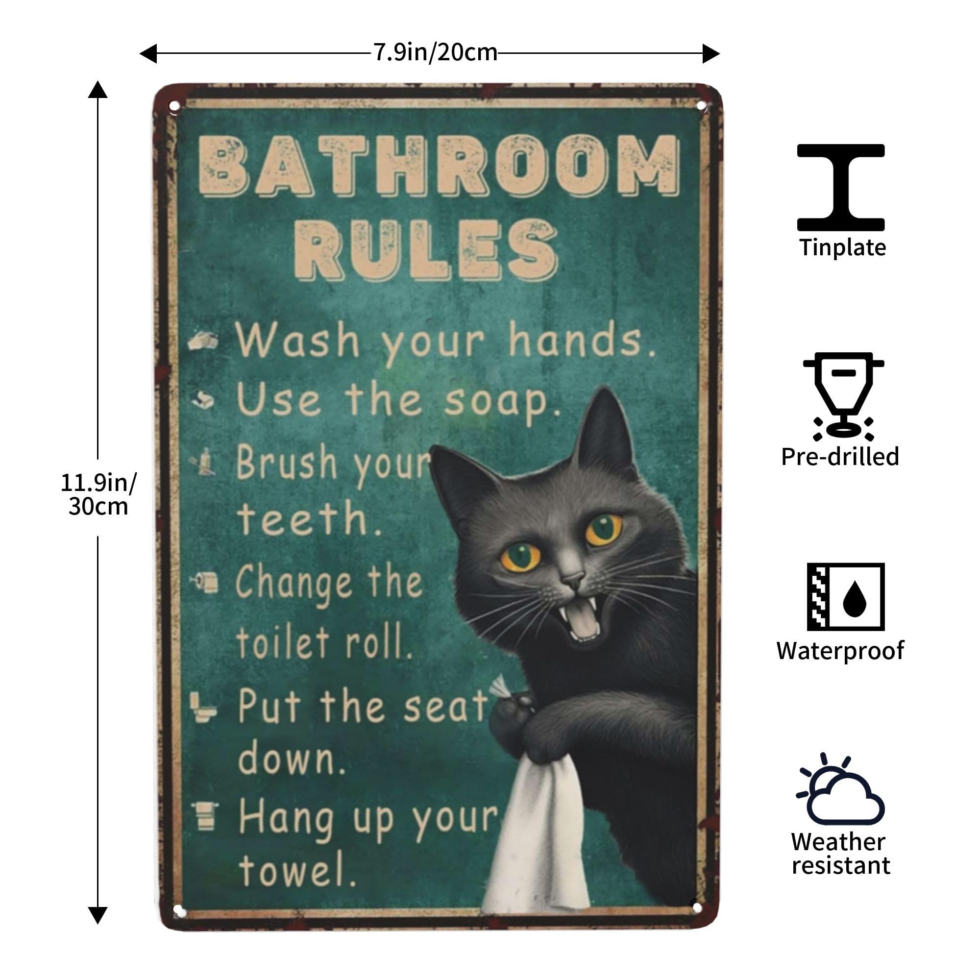 Plaque Vintage En étain Avec Règles De Salle De Bain, Cadeaux Amusants