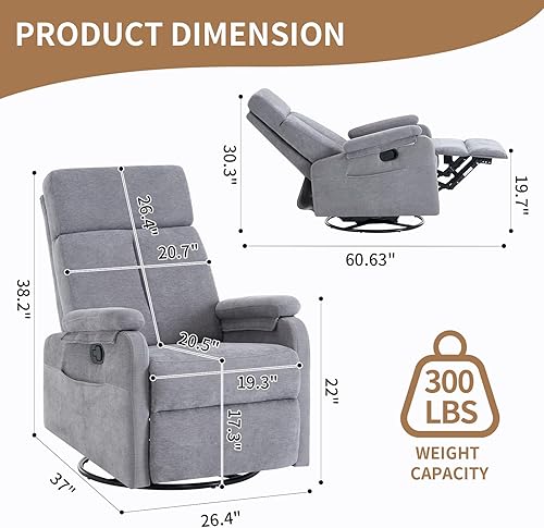 Miniatura 2 de Sillas reclinables, mecedora giratoria para guardería, silla reclinable para adultos, silla reclinable pequeña para sala de estar, reclinable con