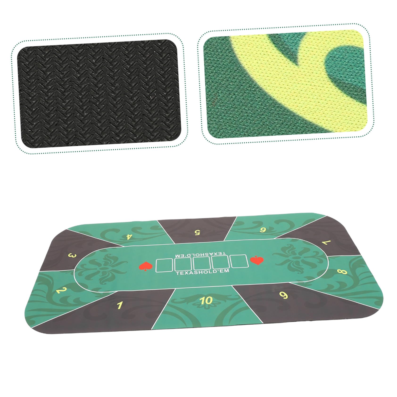 Gatuida Rechteckige Poker Spielmatte aus Gummi für 10 Personen Grün