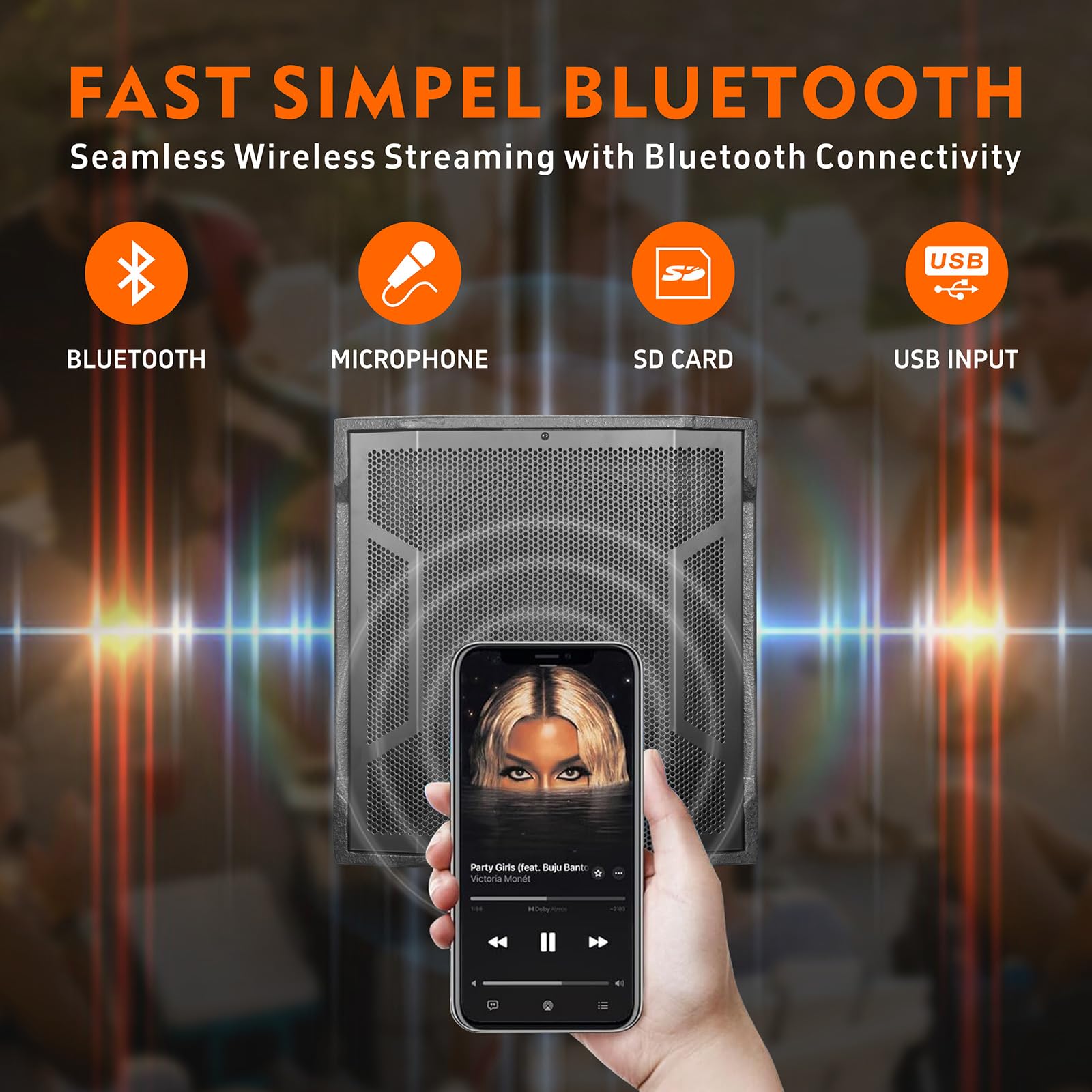 LOTAWAY GWS-042 Line Array Speakers Bluetooth PA Speaker System, 8 DJ Speakers with 15” Subwoofer Outdoor Speaker System, Passive PA Speakers Pair with Active Subwoofer Sound System for Church,Gig