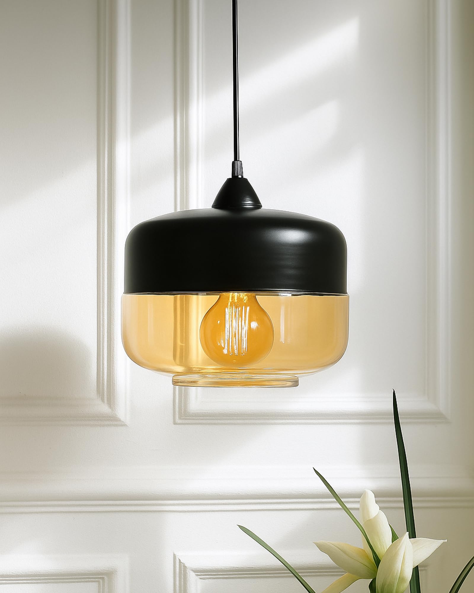 Homesake® Glass Pendant Light Black Loft Bar Counter Dining Room Creative Ceiling Hanging Lamp, Home Decorative Items, (Black, Murray)