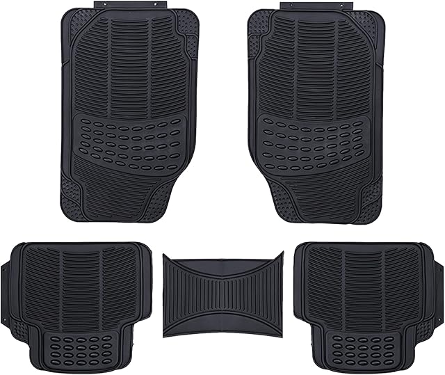 Xtremeauto® 3 Piece Universal Fit Waterproof Heavy Duty BLACK Rubber Front & Rear Car Non-Slip Floor Mats