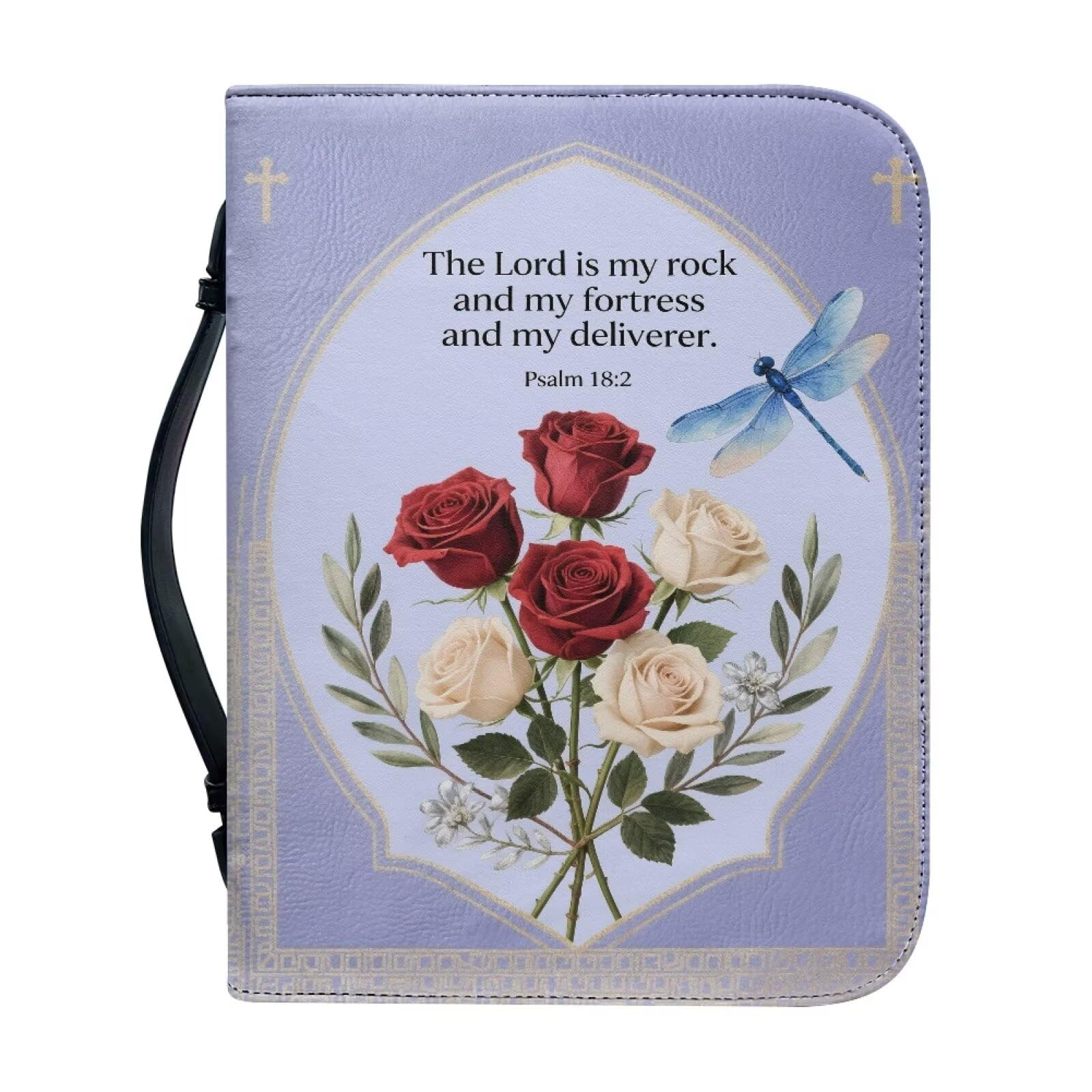 Kuiaobaty God Saying Book Cover Bible Case for Women, Roses Dragonfly Lord Quotes Book Organizer for Church Christian Bag Large, Purple,2XL â image 1