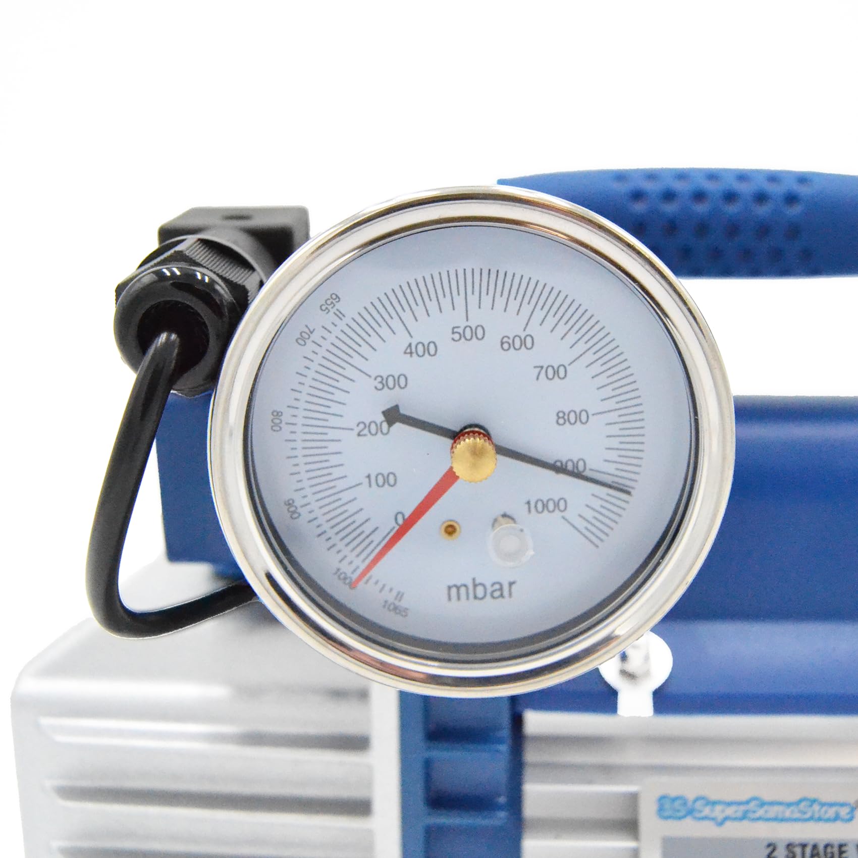 3S SuperSamaStore Pompe à Vide Climatisation 1/4HP, Pompe à Vide Frigoriste Cvc/Hvac à 2 Étages 42L/Min pour Climatiseur,  avec Électrovanne et Vacuomètre