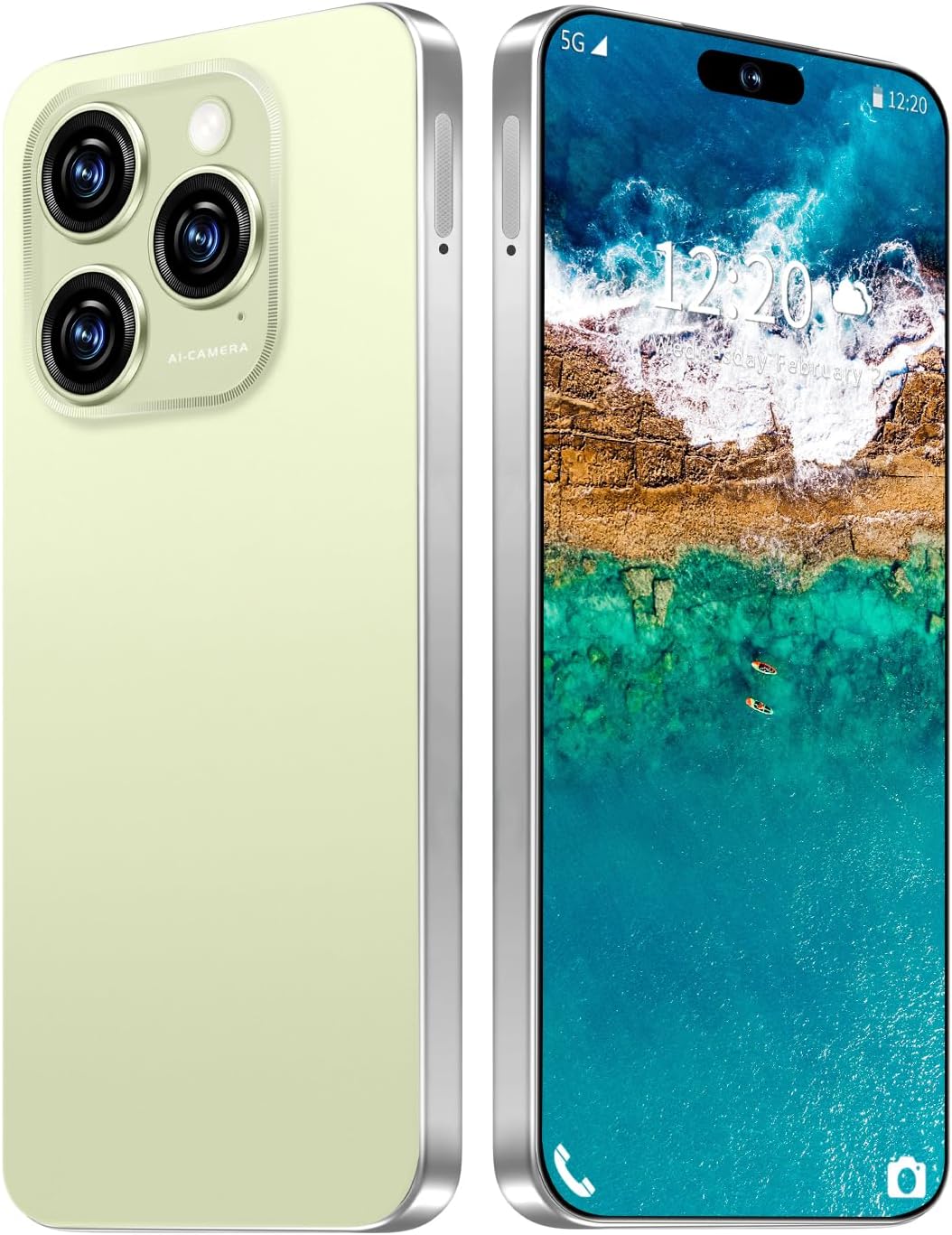 BVNA 16PROMA X 12GB+512GB 6.99" HD Screen Smartphone Unlocked Cell Phone,Battery 7000mAh Unlocked The Phone, Android 14 Fingerprint Button Unlock/Photos/Face ID/Dual SIM/5G/GPS (Yellow, 12+512)