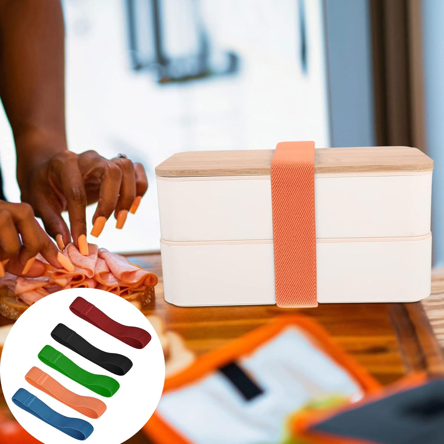 10 sztuk pasek do pudełka bento, nylonowy elastyczny pasek bento, elastyczne paski do pudełka bento, elastyczna opaska na lunch do domu, biura, szkoły, podróży, na kemping i piknik