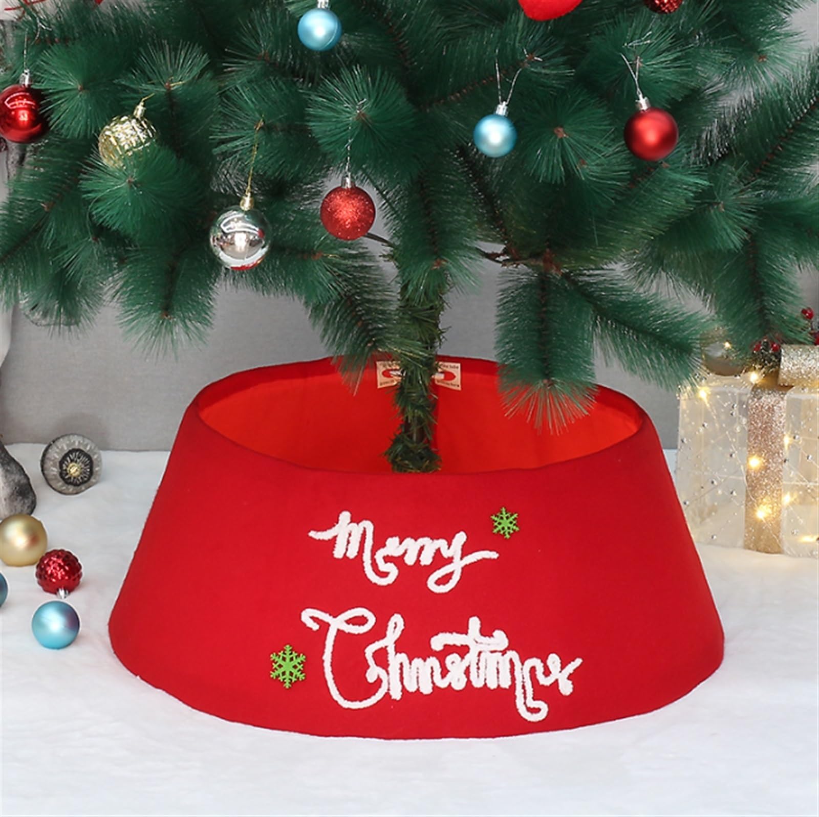 Cubierta Collar Navidad Collar De Árbol Navidad Anillo Terciopelo Rojo Falda Plegable For Falda(42x56x24cm)