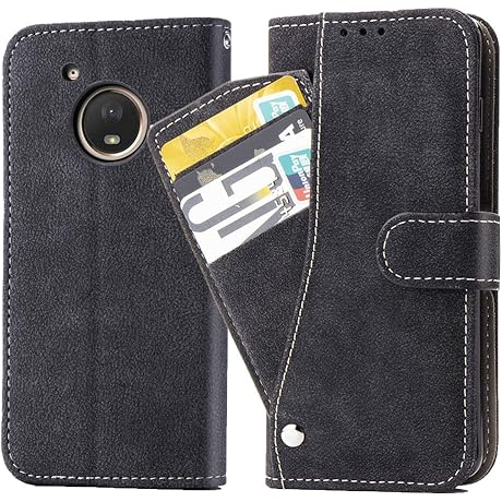 Moto G6 Plus Wallet Case, Shockproof Kickstand Card Slots Protective Cover