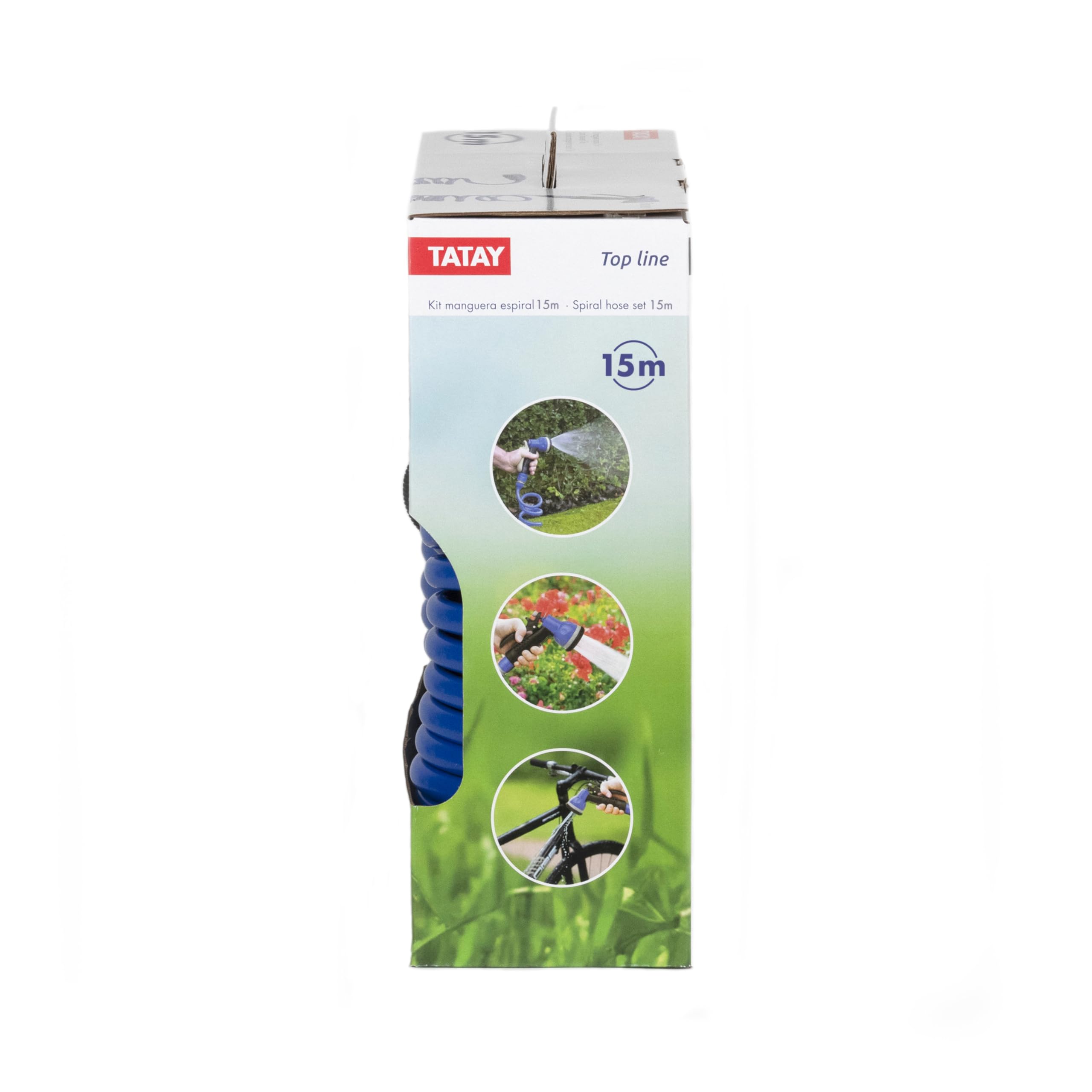 TATAY Kit de tuyau spirale de 15 m avec accessoires en plastique anti-UV, idéal pour terrasses et petits jardins.